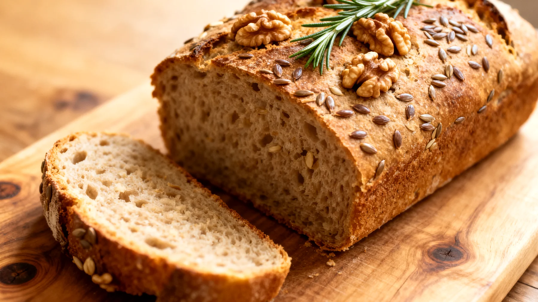 Walnuss-Rosmarinbrot mit Leinsamen (Vollkorn)"